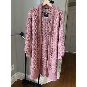 Topshop Women's Long Sleeve Open Front Cardigan In Pink Size 2
